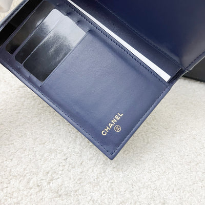 Chanel Classic Medium Trifold Wallet in Navy Caviar and LGHW