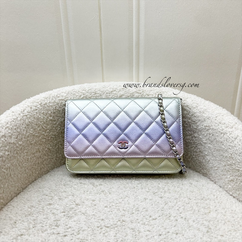 Chanel Classic Wallet on Chain WOC in 21K Iridescent Rainbow Calfskin and SHW