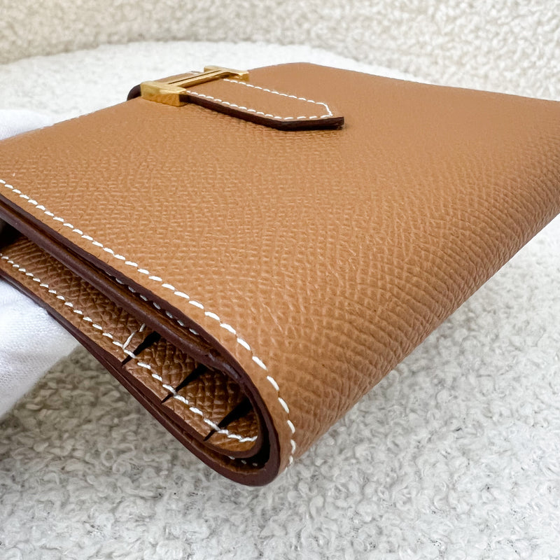 Hermes Bearn Compact Bifold Wallet in Gold Epsom GHW