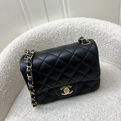 Chanel Classic Square Mini Flap in Black Lambskin and LGHW