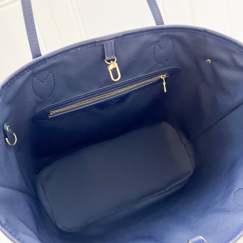 LV Neverfull MM in Monoglam Blue Canvas and GHW