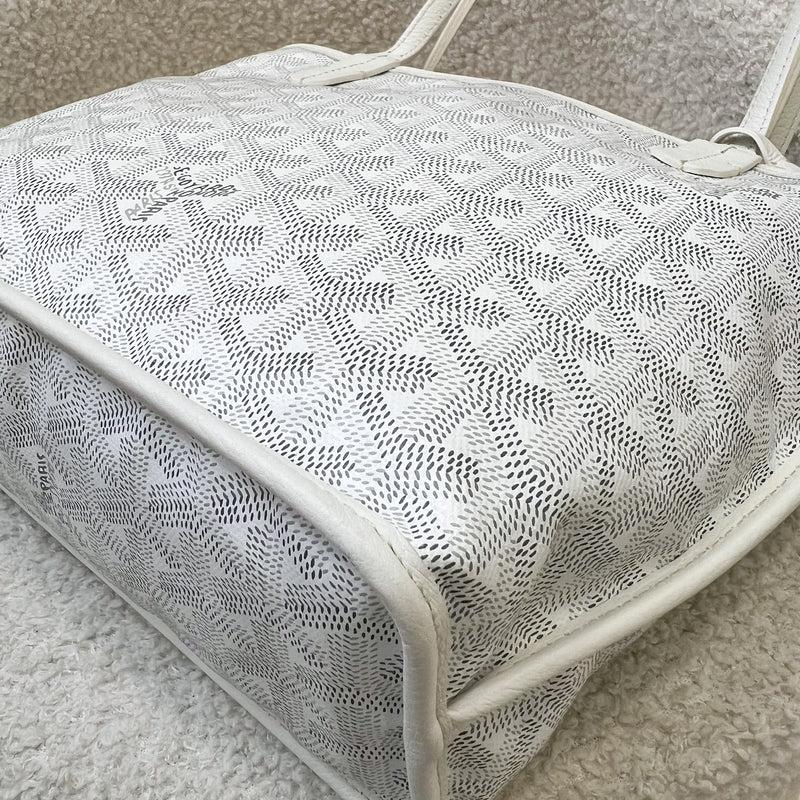 Goyard Anjou Mini Bag in White Blanc Goyardine Signature Canvas and Leather