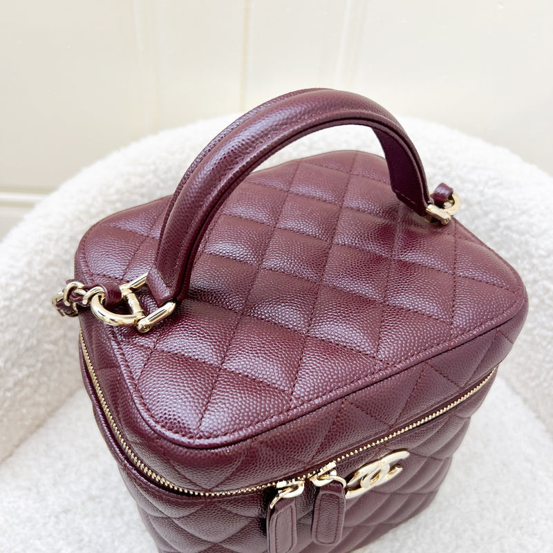 Chanel Top Handle Vanity Case in 21B Burgundy Red Caviar and LGHW