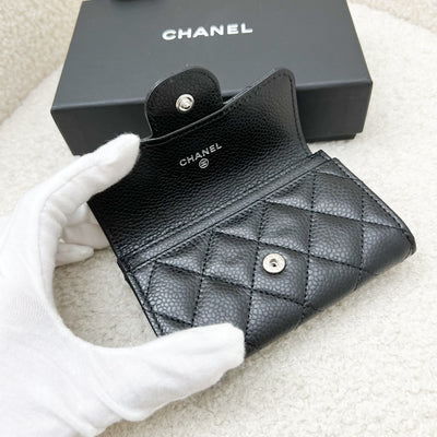 Chanel Classic Snap Card Holder in Black Caviar and SHW