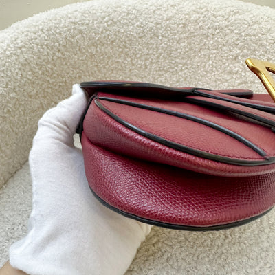 Dior Mini Saddle Bag In Dark Red Grained Calfskin AGHW