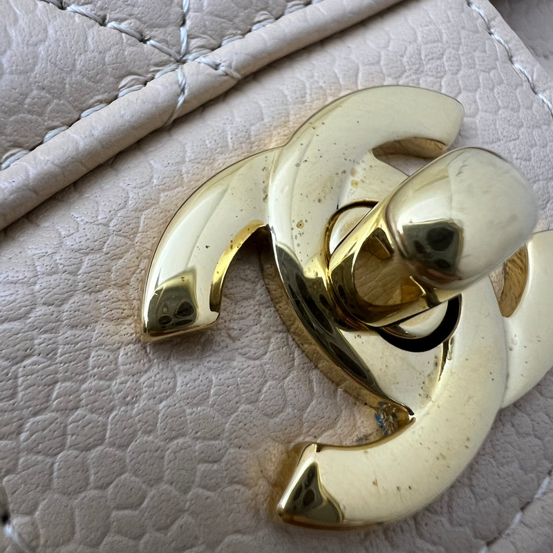 Chanel Medium Classic Flap CF in Beige Caviar and GHW
