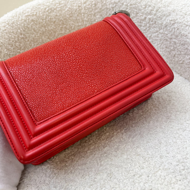 Chanel Small Boy Flap in Red Stingray Leather and RHW