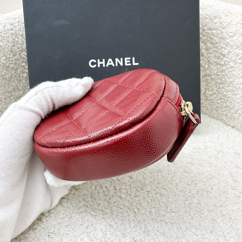 Chanel Round Coin Purse in Burgundy Caviar and LGHW