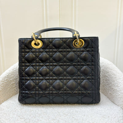 Dior Medium Lady Dior in Black Lambskin and GHW