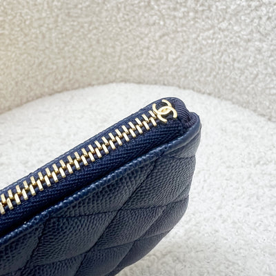 Chanel Classic Mini O-Case / Pouch in Navy Caviar and LGHW