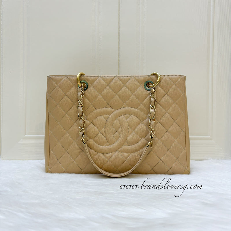 Chanel Grand Shopping Tote GST in Beige Caviar GHW