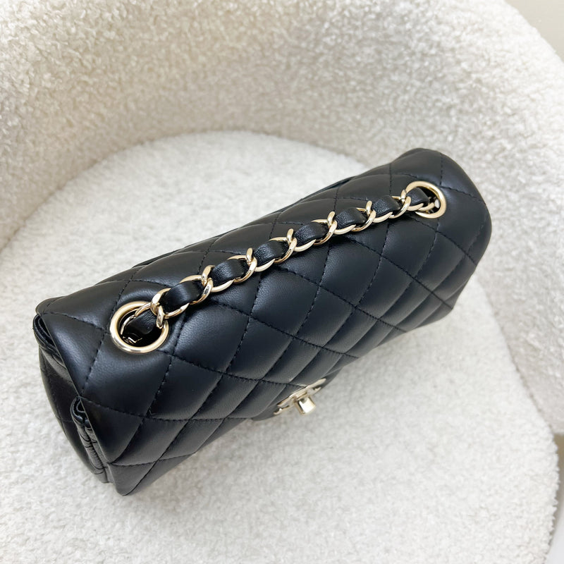 Chanel Classic Mini Rectangle Flap in Black Lambskin and LGHW