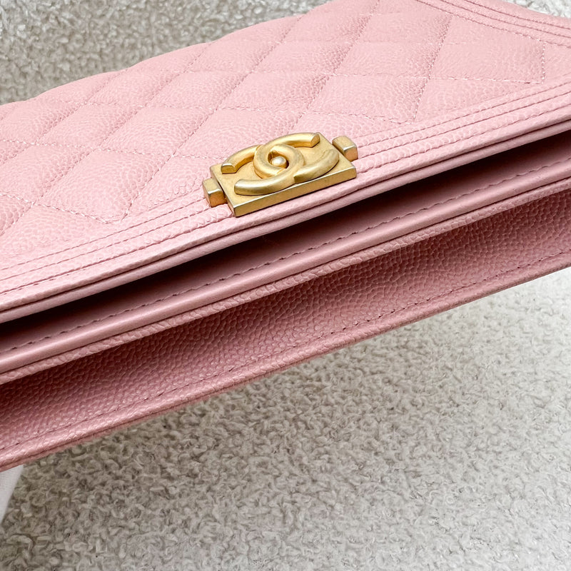 Chanel Boy Wallet on Chain WOC in Light Pink Caviar and AGHW