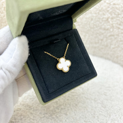 Van Cleef & Arpels VCA Vintage Alhambra Pendant Necklace with White Mother of Pearl MOP in 18K Yellow Gold