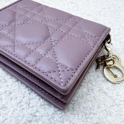 Dior Mini Lady Dior Gardenia Wallet in Supple Cannage Lambskin GHW