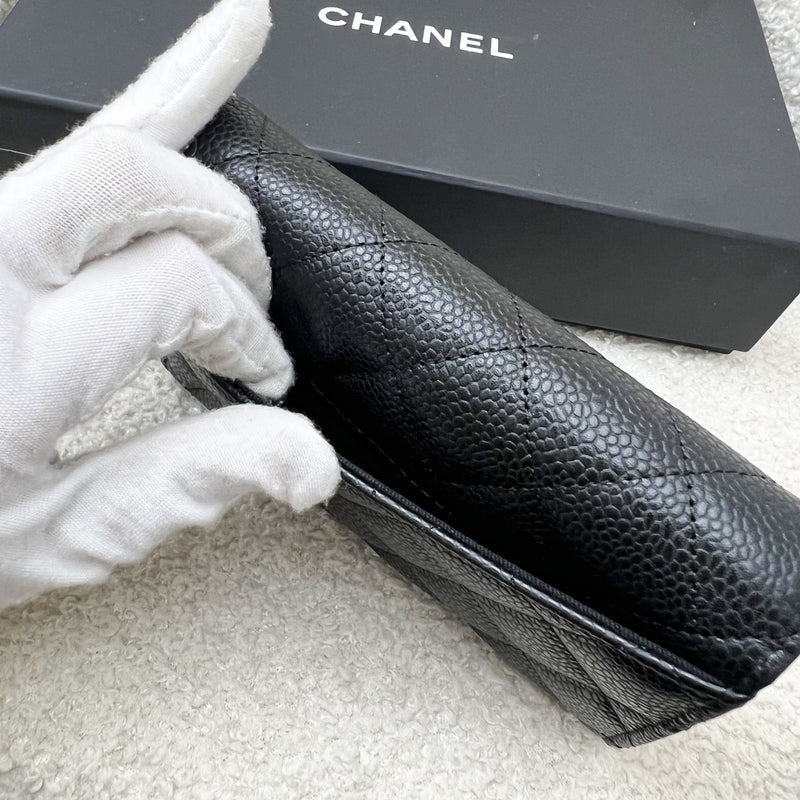 Chanel Classic Medium Trifold Wallet in Black Caviar and LGHW