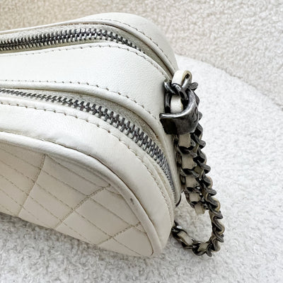 Chanel Seasonal Micro Camera Bag with CC Charm in Light Grey Calfskin and RHW