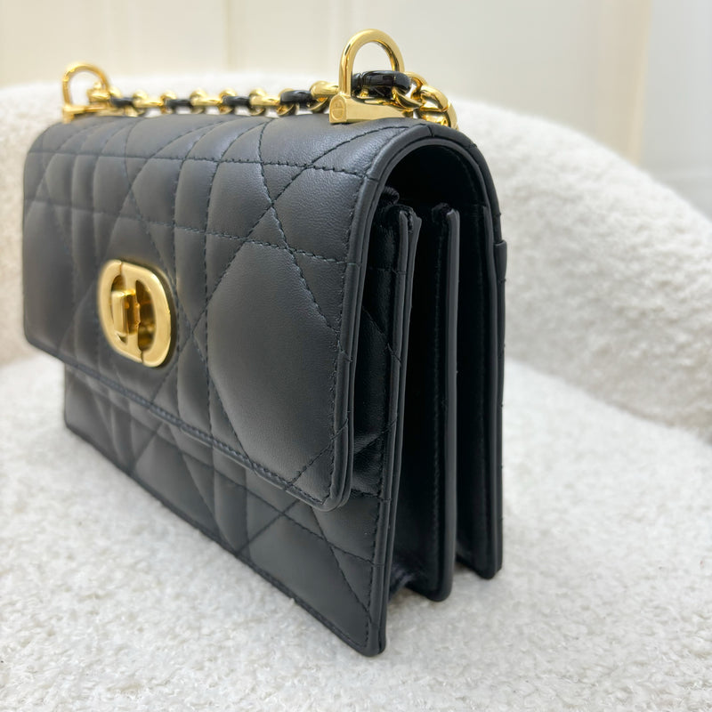 Dior Miss Caro Mini Flap Bag in Black Macrocannage Lambskin and GHW