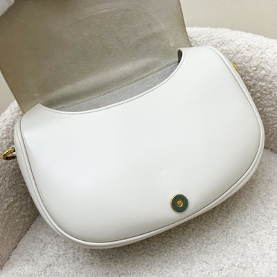 Dior Medium Bobby Flap Bag in White Calfskin and GHW