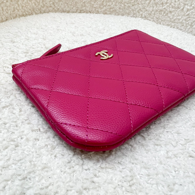 Chanel Classic Mini O-Case in Dark Pink Caviar and LGHW