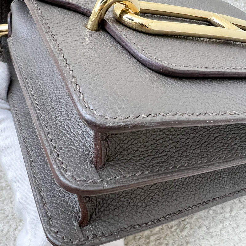 Hermès Mini Roulis 18 in Gris Etain Evercolor Leather and Permabrass HW