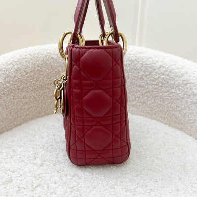 Dior Mini Lady Dior in Cherry Red Lambskin and GHW