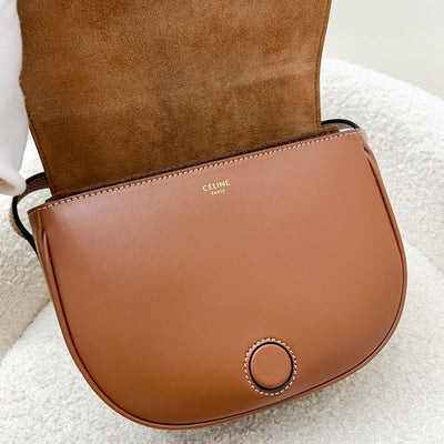 Celine Medium Folco Bag in Tan Calfskin and GHW