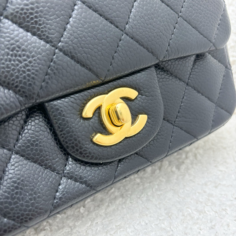 Chanel 16C Classic Square Mini Flap in Black Caviar and GHW