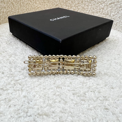 Chanel VIP Gift Hair Pin with Tiny Pearls and Square Crystals LGHW