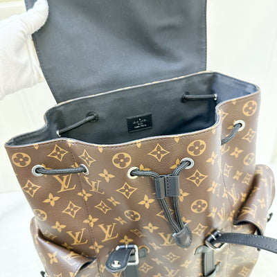 LV Christopher MM Backpack in Monogram Canvas, Black Leather Trim and SHW