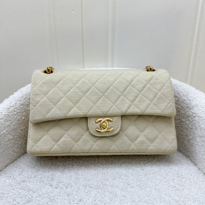 Chanel Vintage Small / Medium Flap with Bijoux Chain in Oatmeal Beige Jersey and 24K GHW