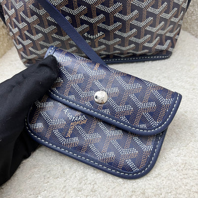 Goyard Mini Anjou Tote in Navy Goyardine Canvas with Navy Trim