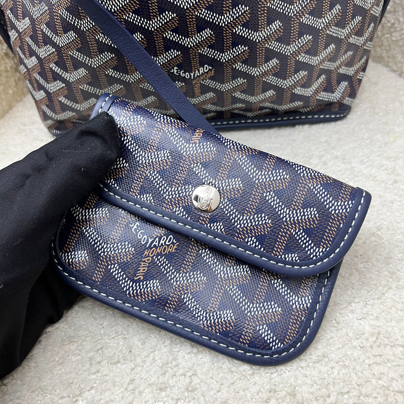 Goyard Mini Anjou Tote in Navy Goyardine Canvas with Navy Trim