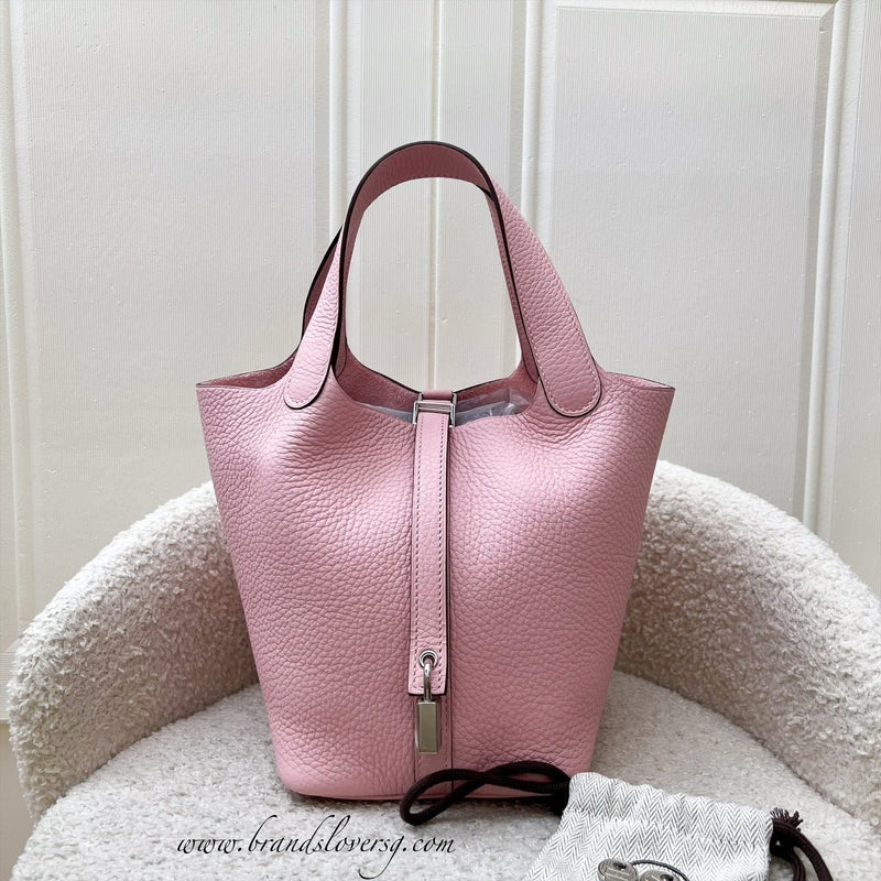 [Brand New] Hermes Picotin 18 in Rose Sakura Clemence Leather and PHW