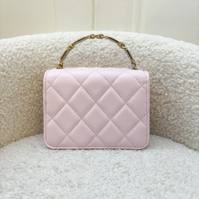 Chanel Seasonal Top Handle Mini Bag / Clutch on Chain in Pink Lambskin and GHW