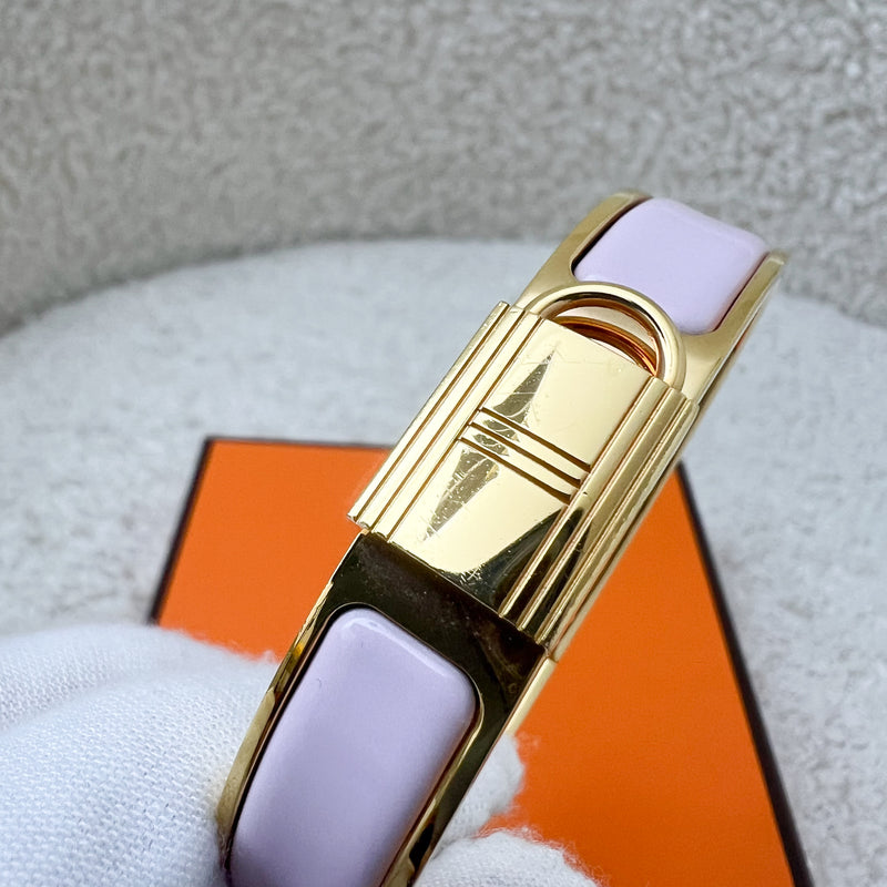 Hermes Clic Cadenas Bracelet in Rose Dragee Enamel Sz PM