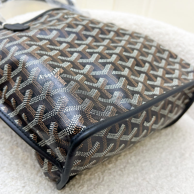 Goyard Mini Anjou Tote Bag in Black Goyardine Canvas and Leather