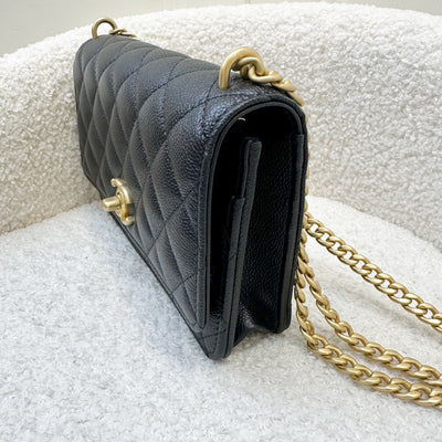 Chanel 24P Heart Adjustable Chain Wallet on Chain WOC in Black Caviar and AGHW