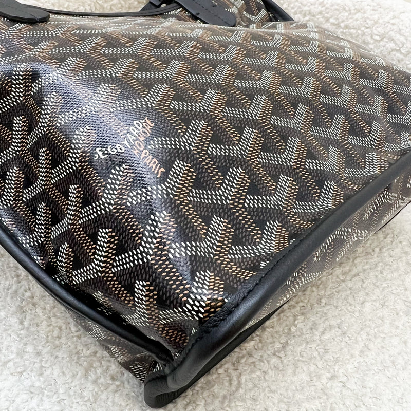 Goyard Mini Anjou Tote Bag in Black Goyardine Canvas and Leather