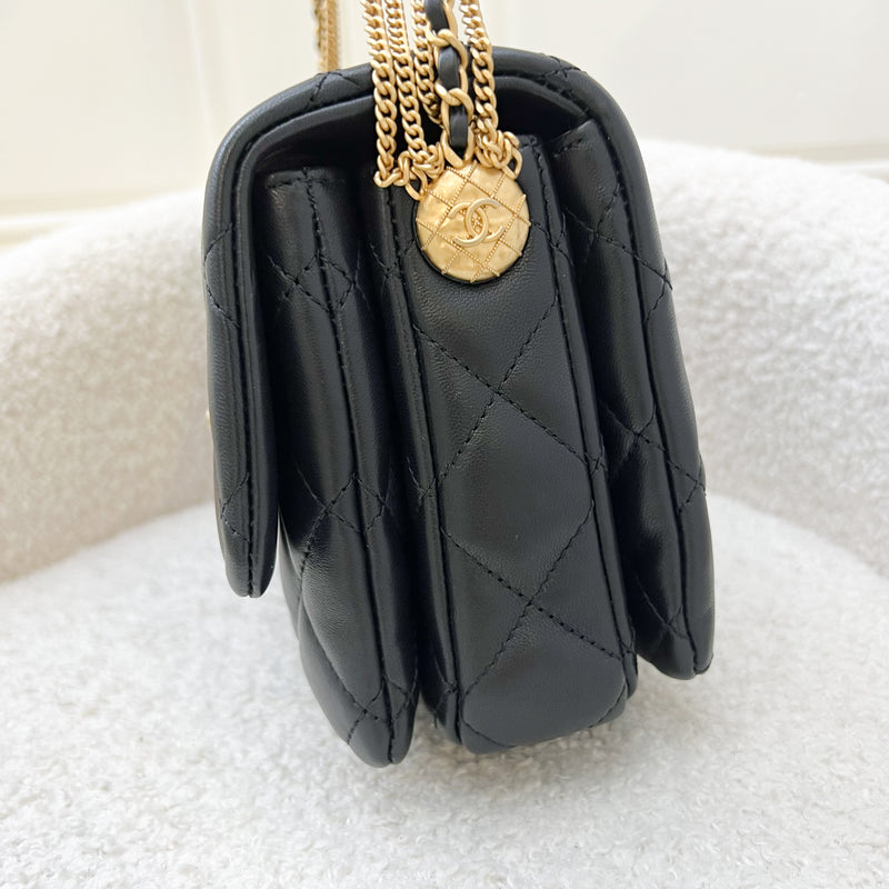 Chanel 22A Seasonal Flap in Black Lambskin and AGHW