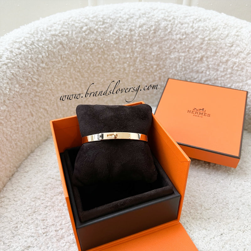 Hermes Kelly Bracelet with 4 Diamonds in 18K Rose Gold, Small Model