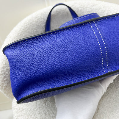 Hermes Halzan 31 in Bleu Electrique Clemence Leather and PHW