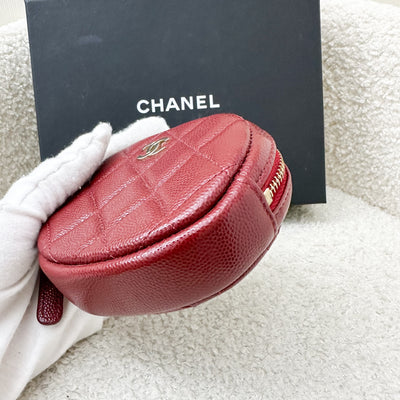 Chanel Round Coin Purse in Burgundy Caviar and LGHW