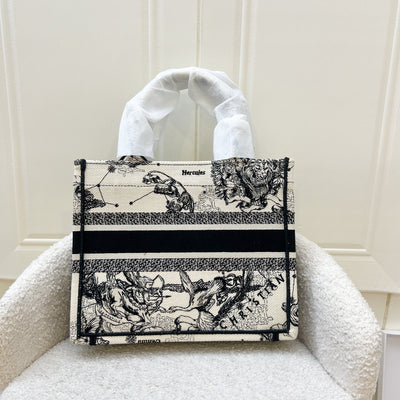 Dior Small Book Tote in Latte and Black Toile de Jouy Zodiac Embroidery