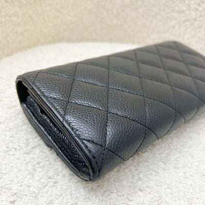 Chanel Classic Long Wallet in Black Caviar and GHW