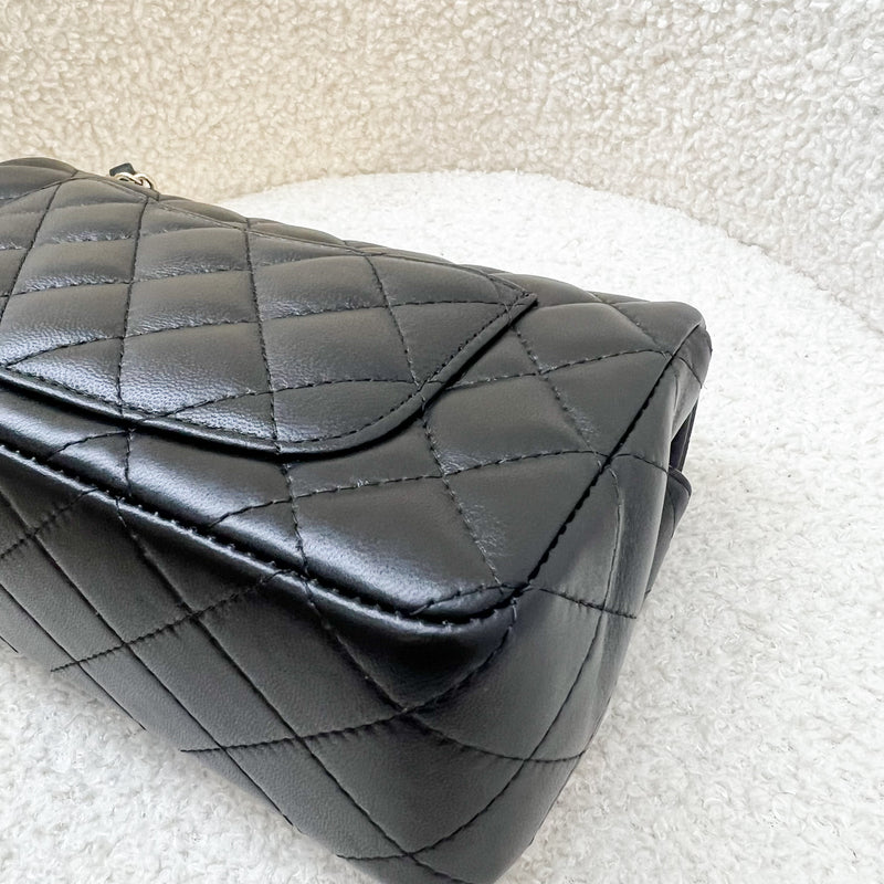 Chanel Classic Mini Rectangle Flap in Black Lambskin and LGHW