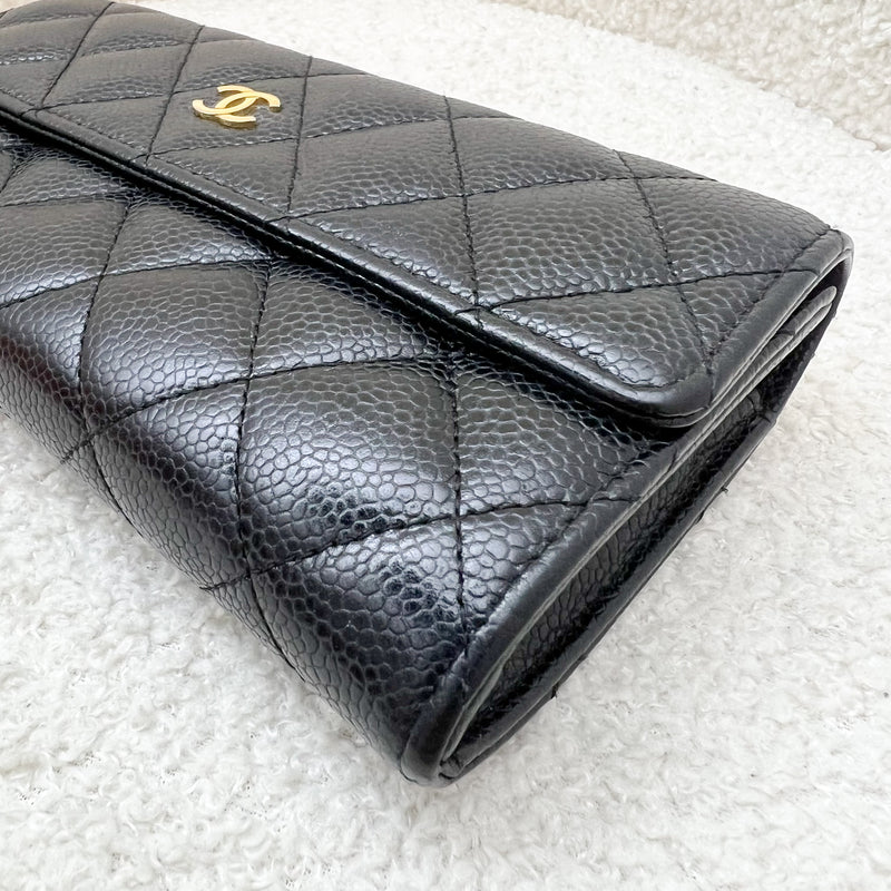 Chanel Classic Long Wallet in Black Caviar and GHW