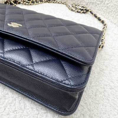 Chanel Classic Wallet on Chain WOC in Navy Blue Caviar and LGHW