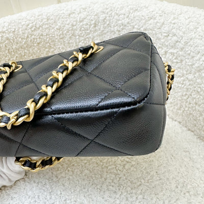 (on hold) Chanel 23B Retro Shopping Zipped Phone Holder with Chain / WOC in Black Cavier and AGHW