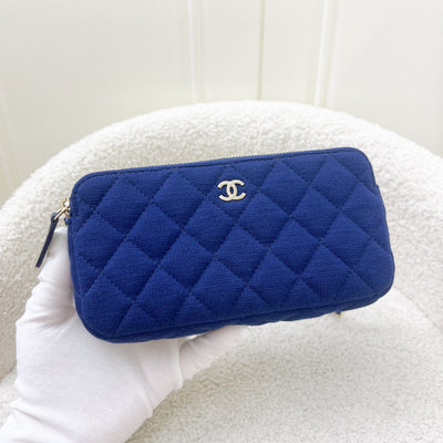 Chanel VIP Clutch on Chain / WOC in Blue Jersey Fabric and LGHW